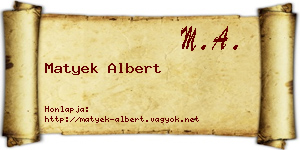 Matyek Albert névjegykártya